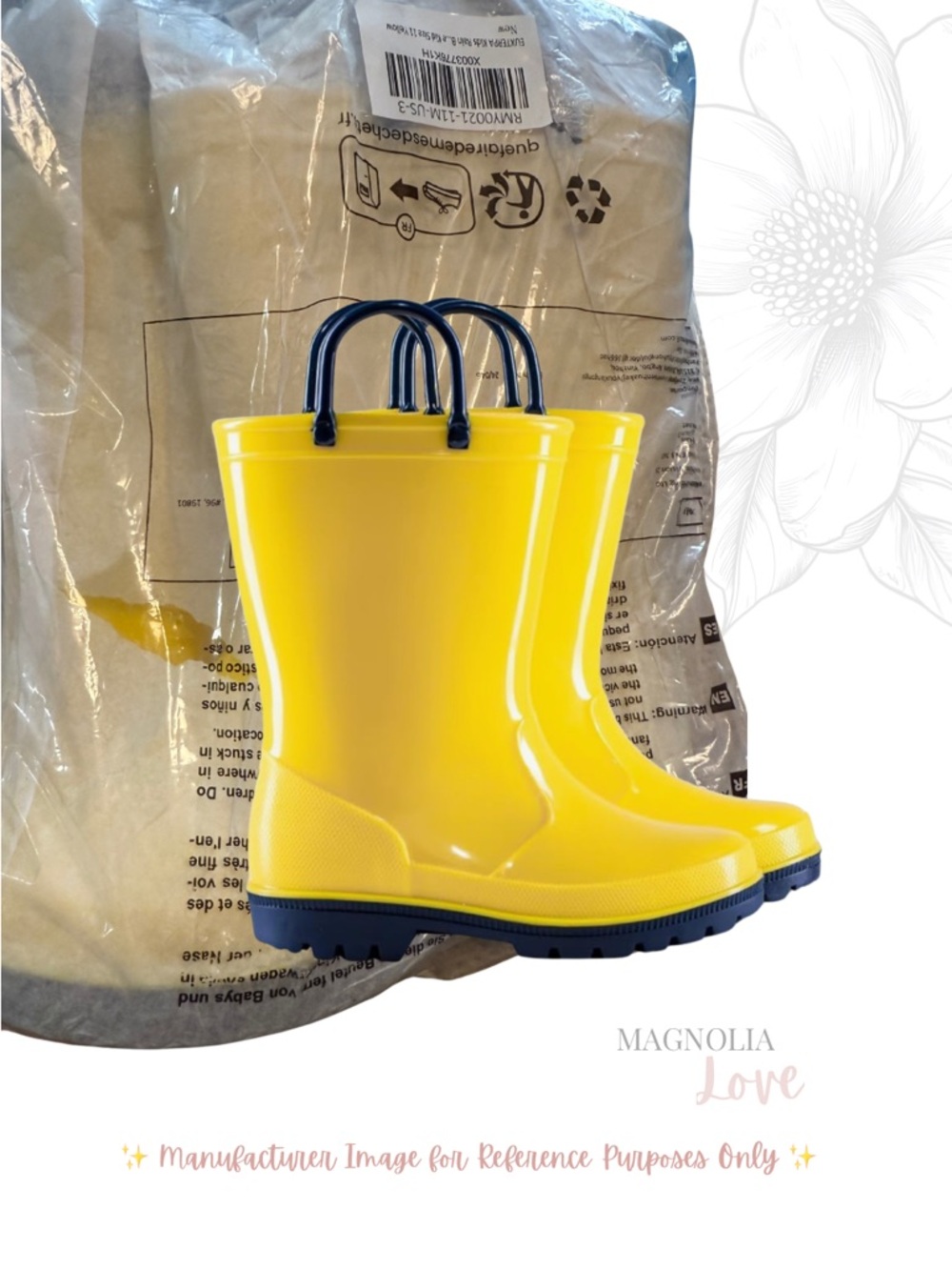☔️ Kids Bright Yellow Rain Boots by EUXTERPA Boys Girls Unisex 11